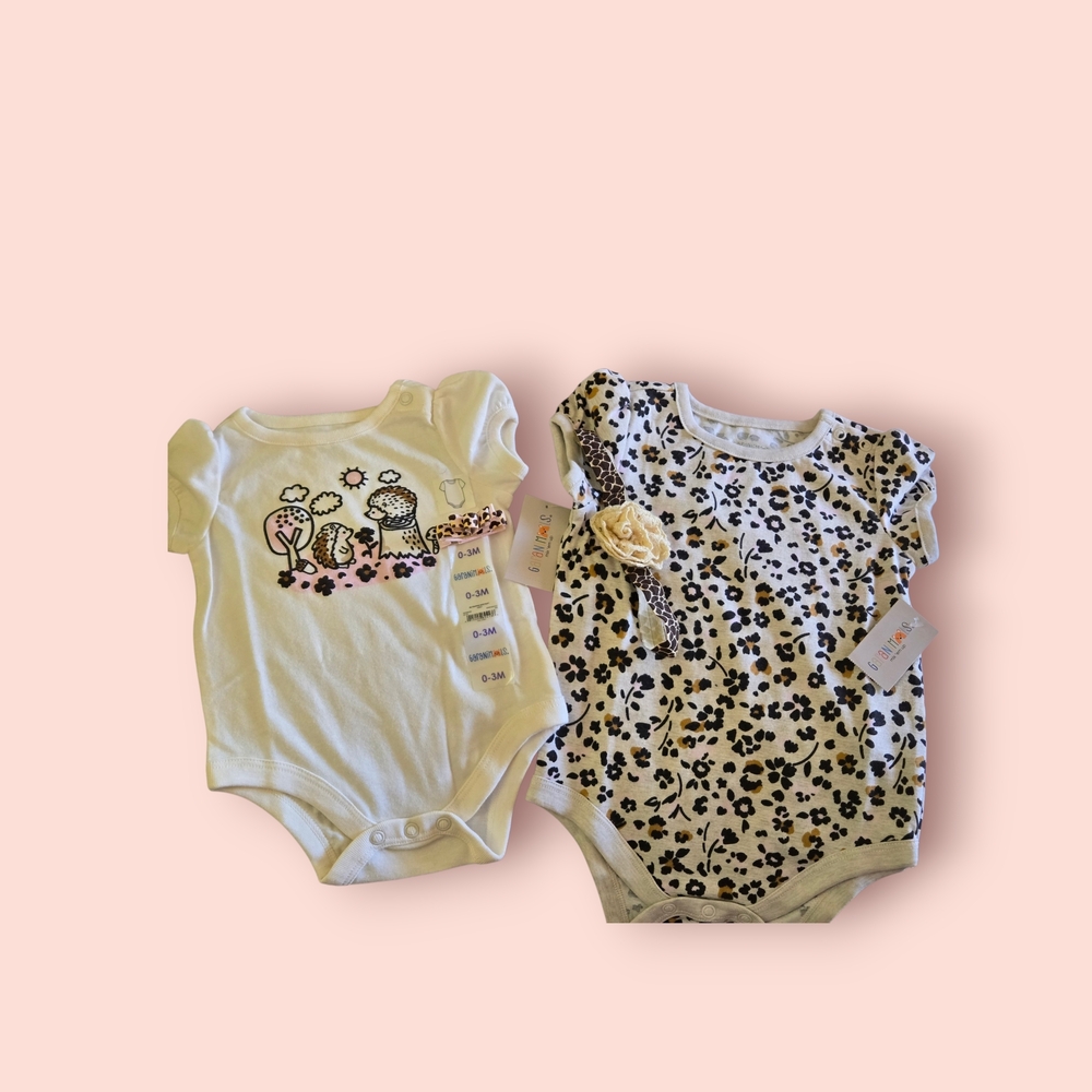 Garanimals White and Black Animal Print Bodysuits